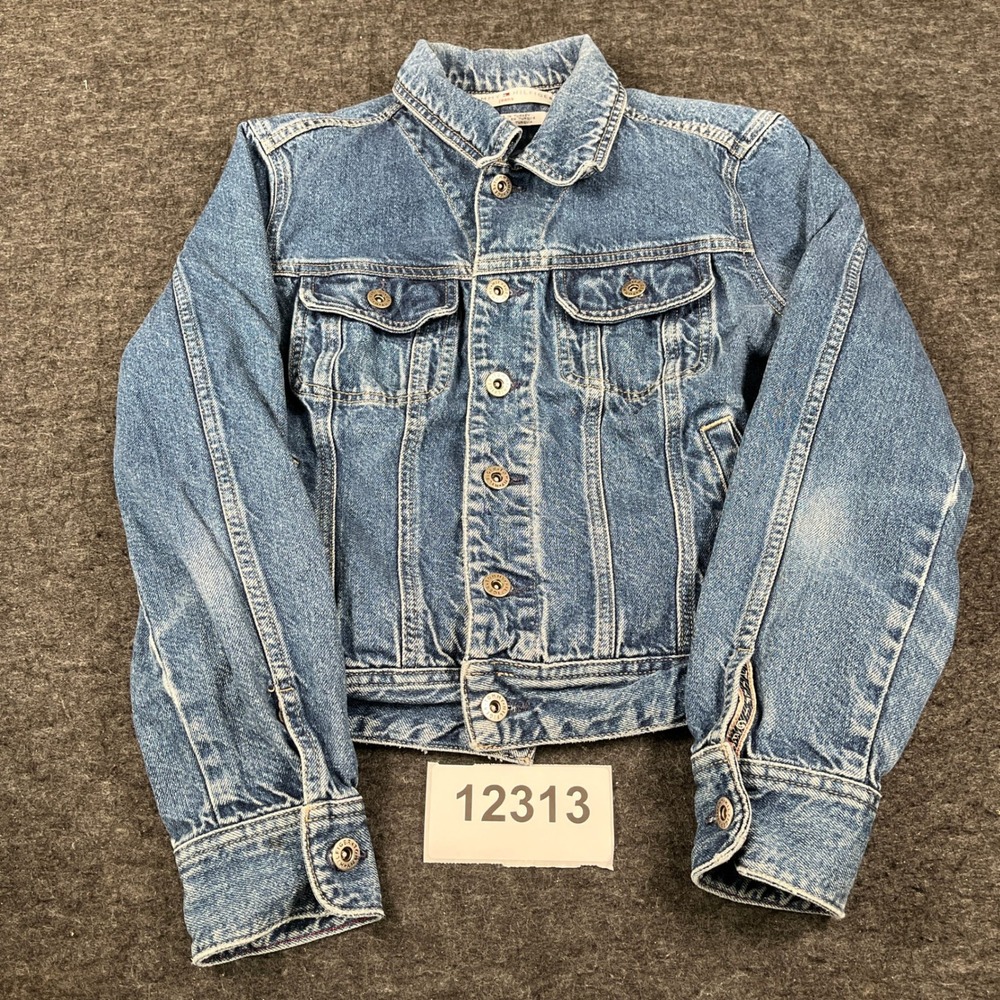 VTG Tommy Hilfiger Jeans Trucker Jacket Women Medium Blue Denim Cotton Casual - Picture 1 of 6